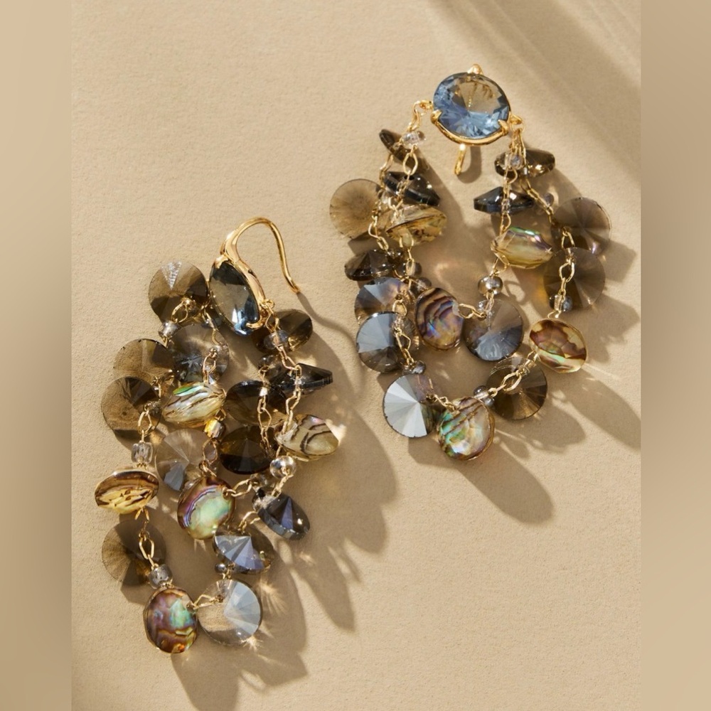 Anthropologie Colorful Glass Stone Drop Earrings, NWT